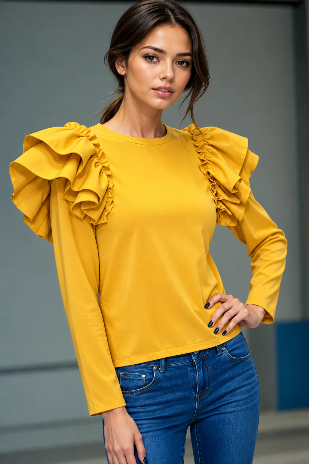 2020131 SWEATER TOP (MUSTARD, WINE) - Image 2