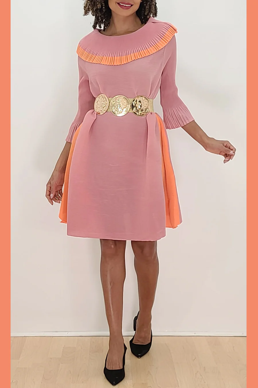 X7117 DRESS (PINK, BEIGE) - Image 2