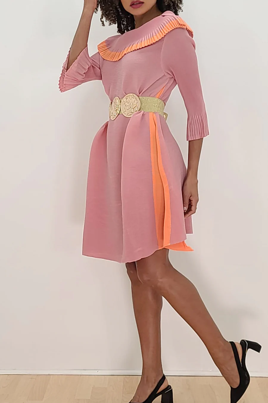 X7117 DRESS (PINK, BEIGE) - Image 3