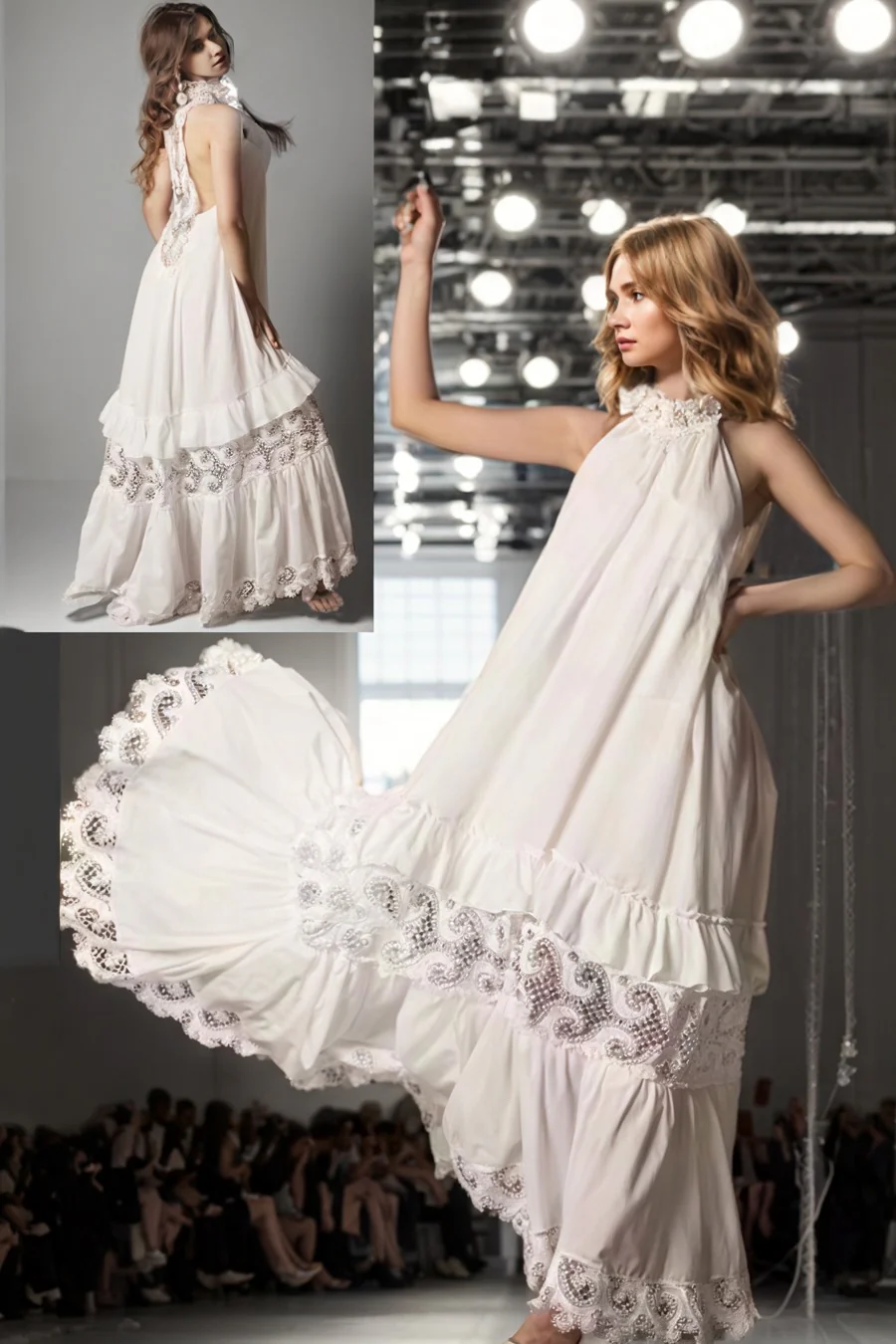 A93153 RUFFLE MAXI DRESS (BLUE, WHT) - Image 2
