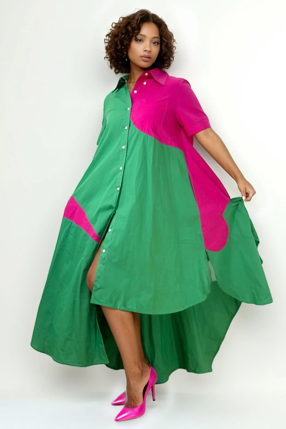 A94118 ASYMMETRICAL HEM DRESS - Image 4