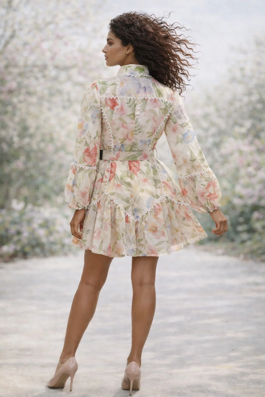 A95055A BOTANICAL BELTED ORGANZA MINI DRESS - Image 2