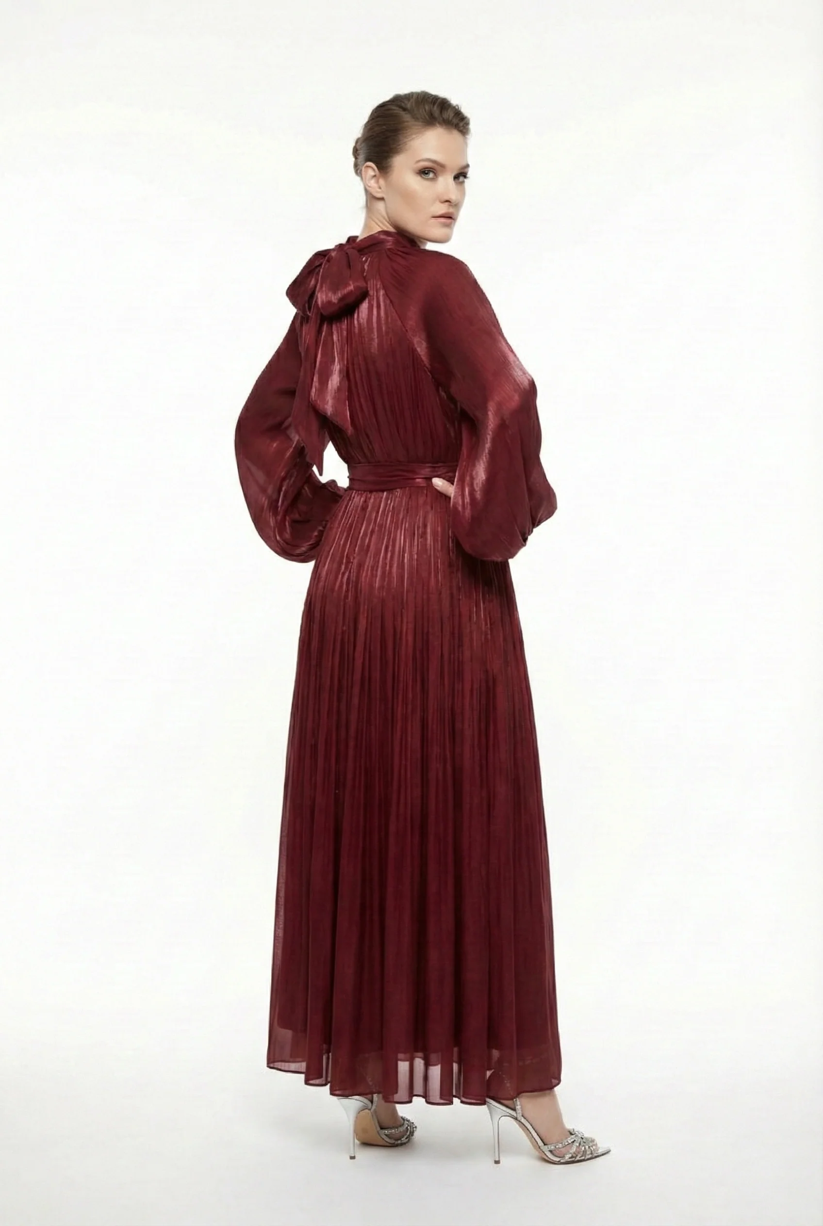 C3537 ROSE ACCENT FLARED MAXI DRESS - Image 2