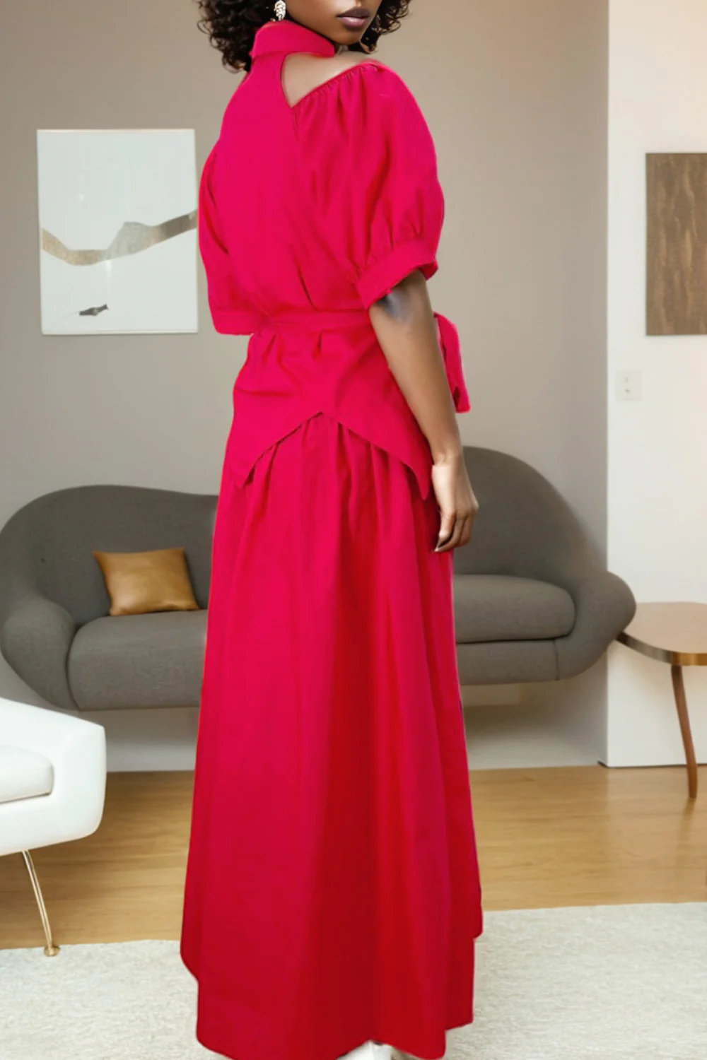 B1025 DRESS (RED, WHT) - Image 4