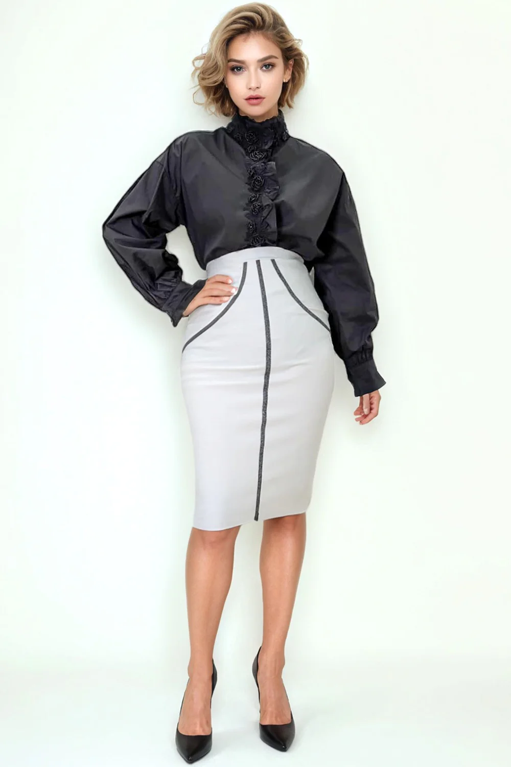 BL001 BANDAGE SKIRT (BLK, WHT) - Image 3