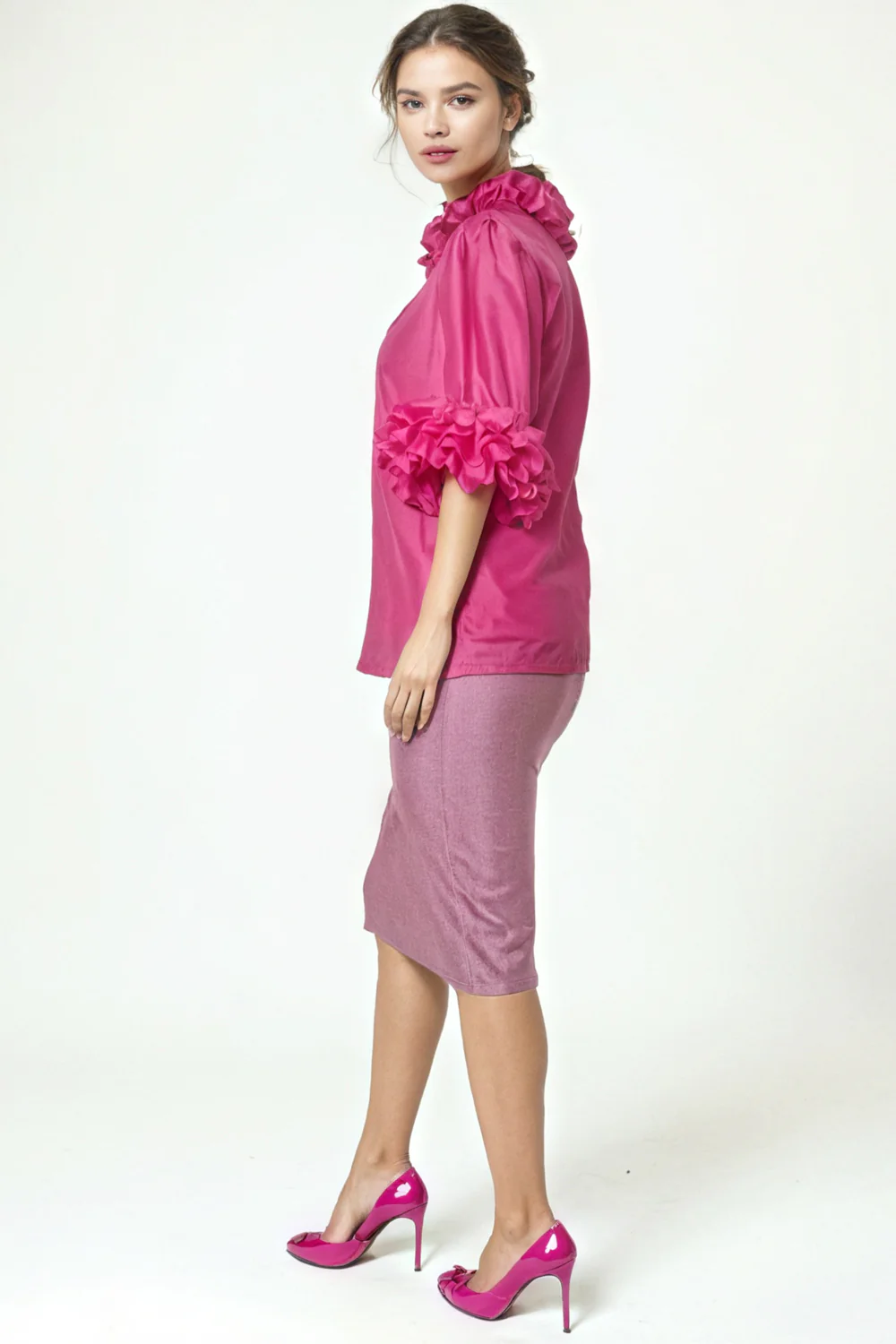 BL002 LUREX BANDAGE SKIRT (WHT , PINK) - Image 3