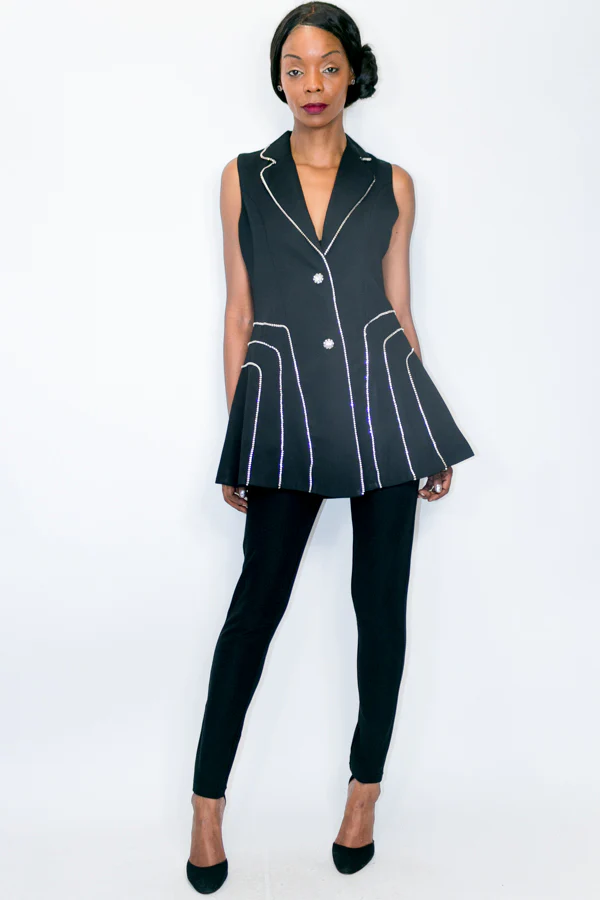 C1961 DIAMOND STUDDED TOP (BLK, WHT) - Image 2
