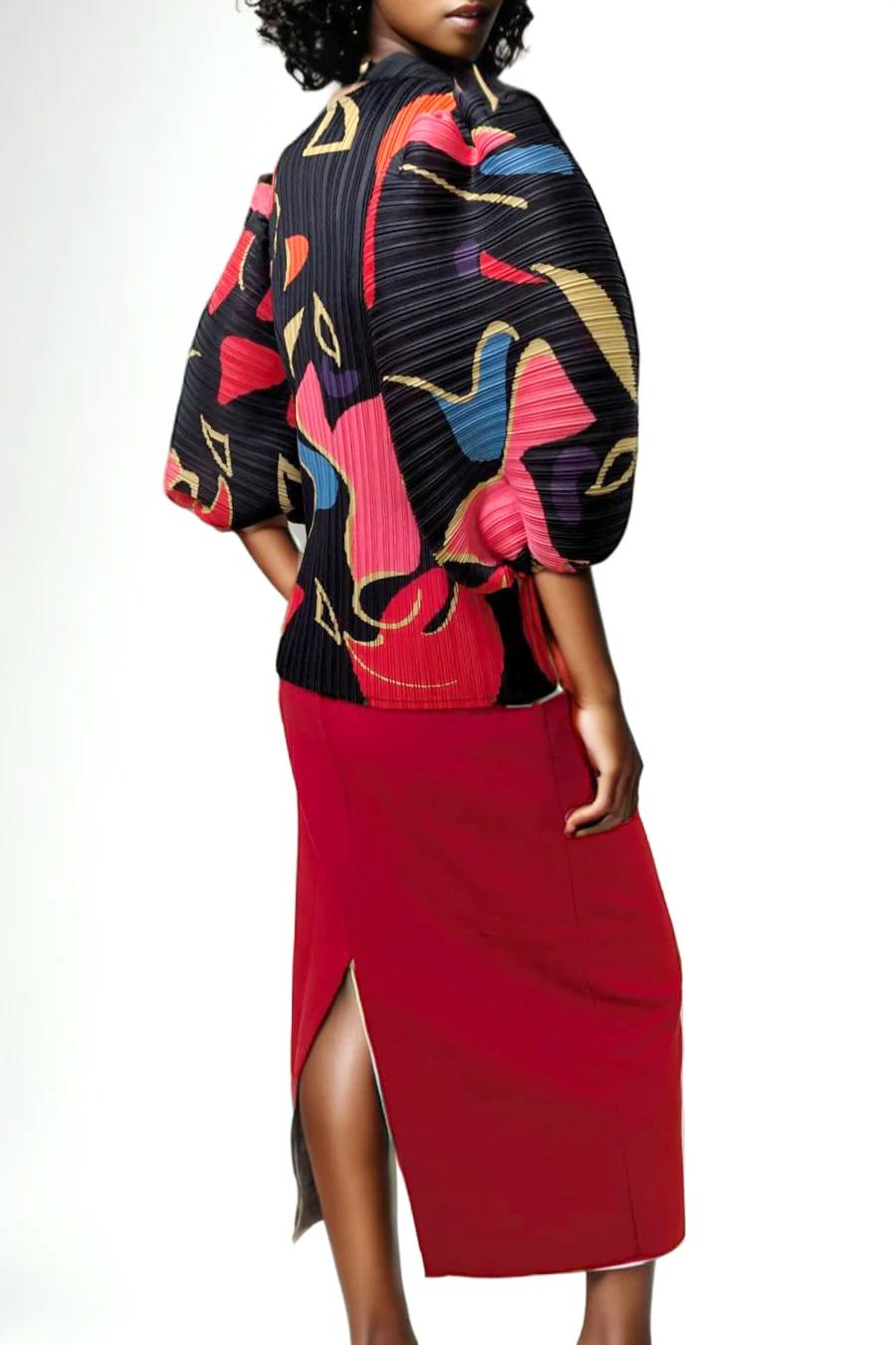 C3380 PENCIL SKIRT (RED, BLK) - Image 4