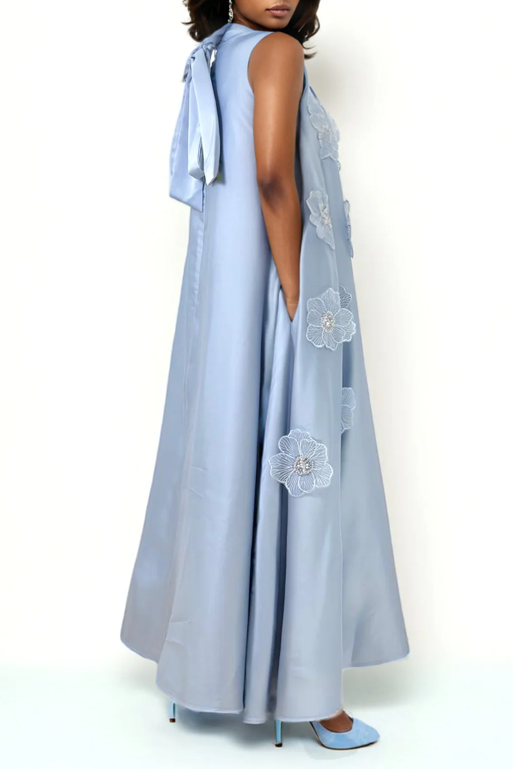 C3408 FLOWER APPLIQUE DRESS - Image 2