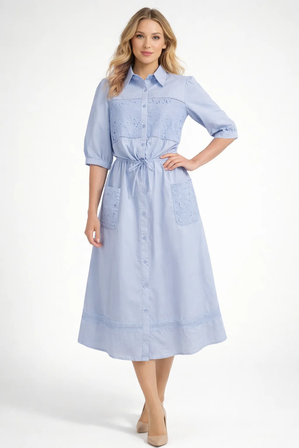 CH0245AB EMBROIDERY COTTON SKIRT SET (BLU, PNK, YEL)