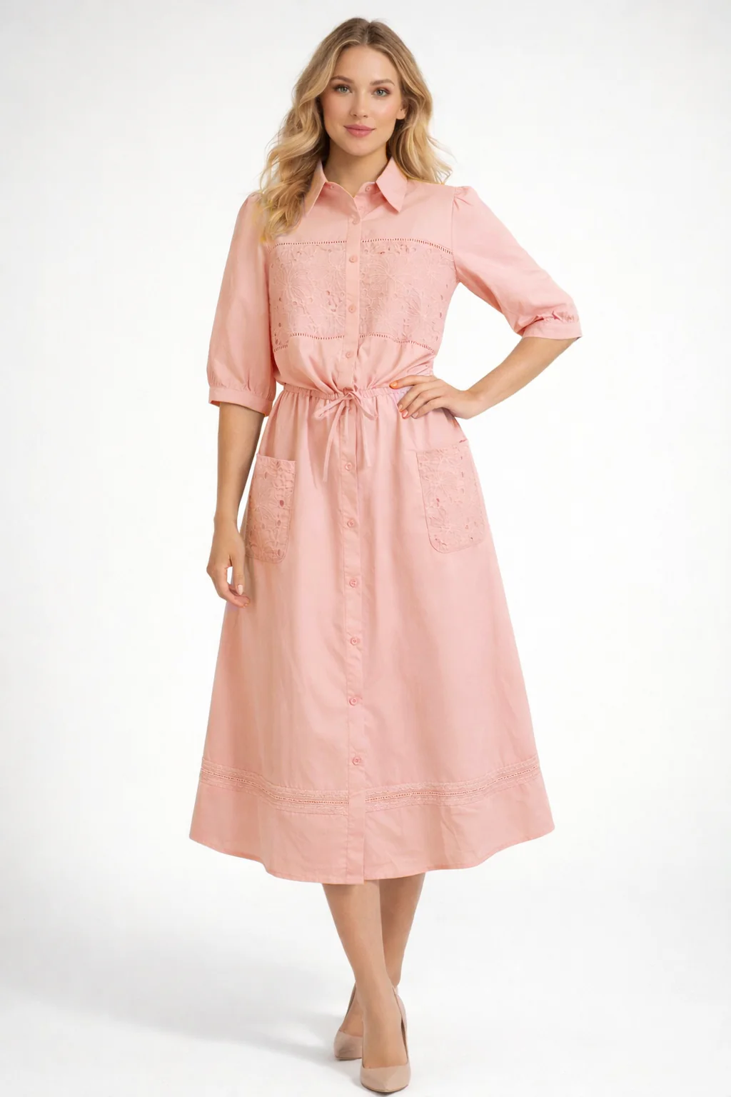 CH0245AB EMBROIDERY COTTON SKIRT SET (BLU, PNK, YEL) - Image 2