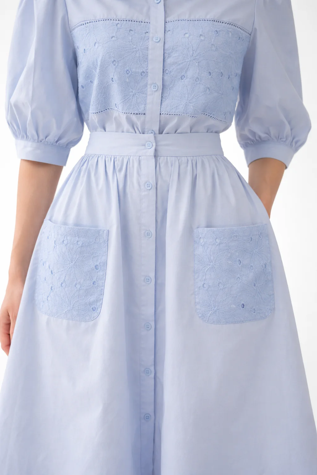 CH0245AB EMBROIDERY COTTON SKIRT SET (BLU, PNK, YEL) - Image 5