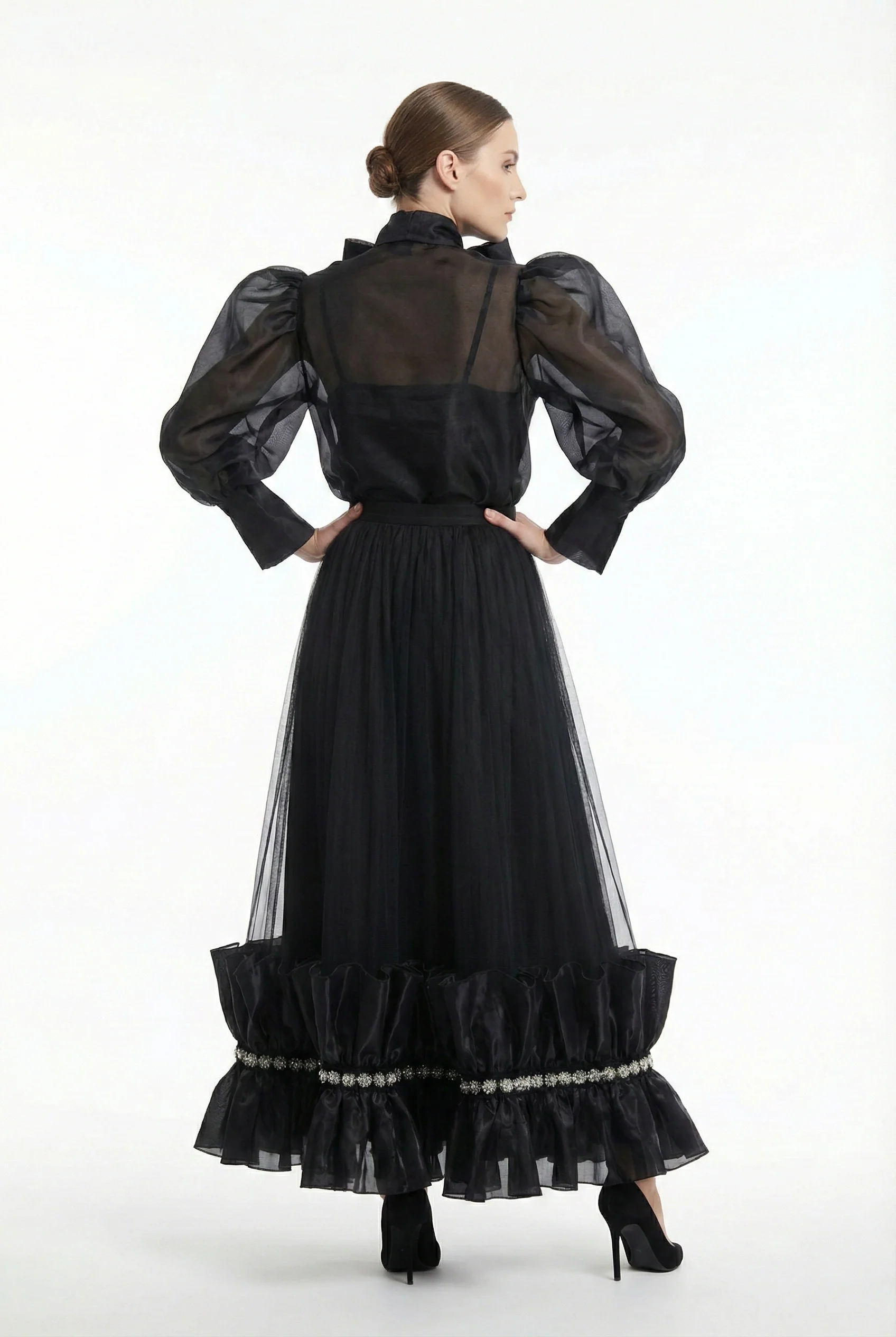 C3559 BEADED TRIM RUFFLE SKIRT - Image 2