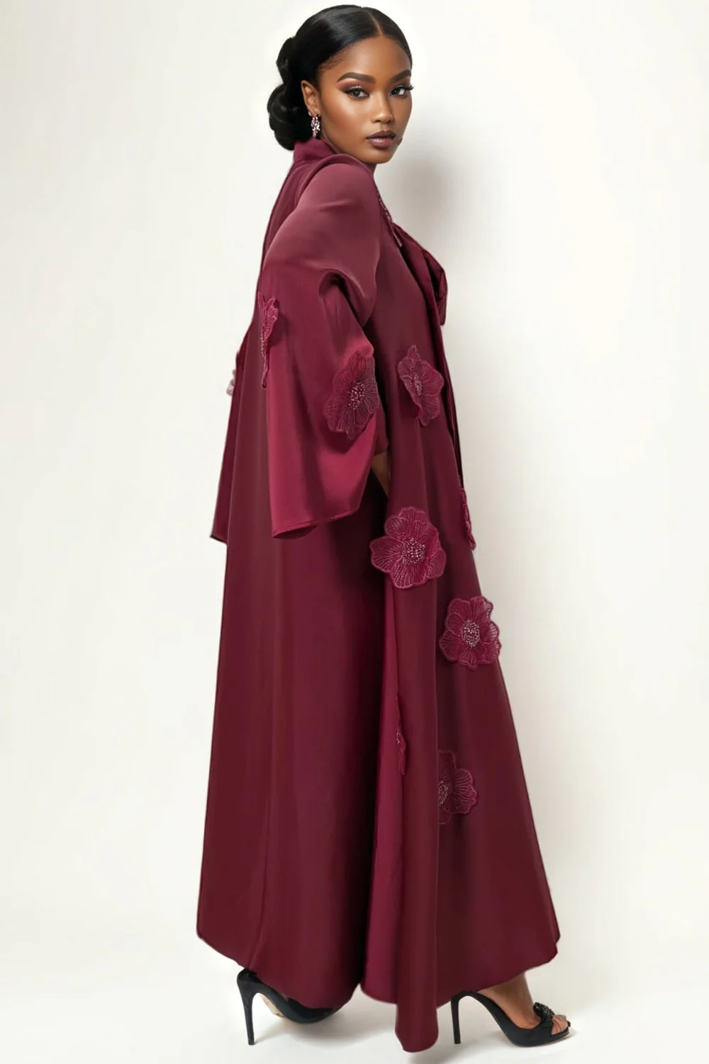 C3506 BEADED PETAL TIE NECK MAXI DRESS - Image 2