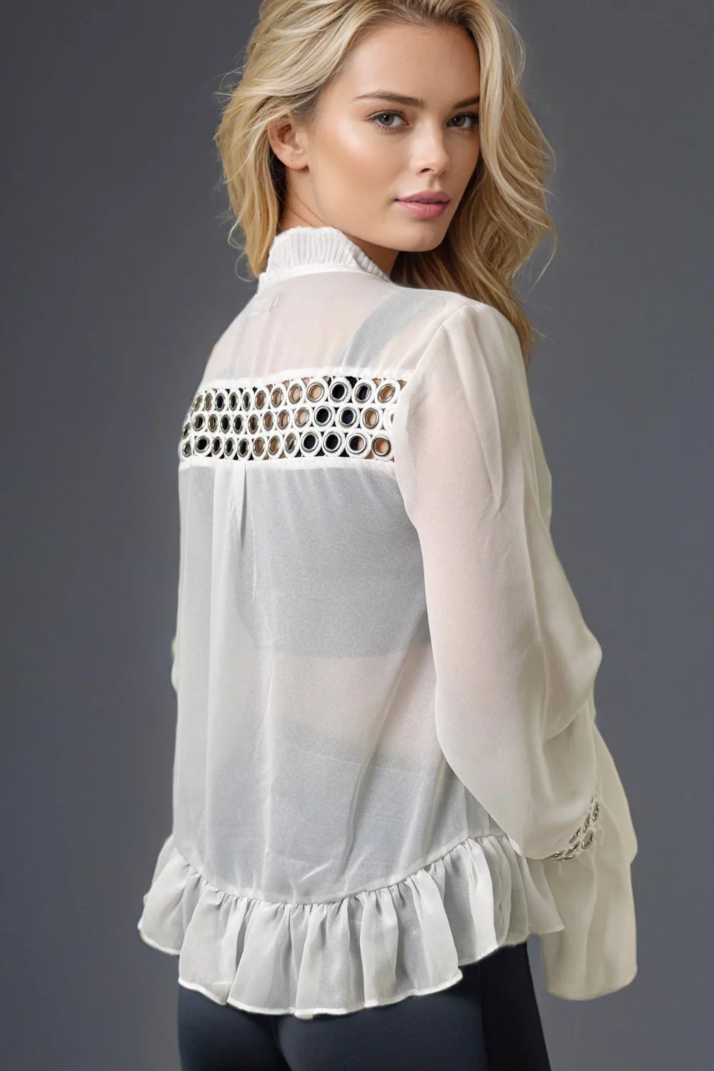C995 SILVER LOOP RUFFLE TOP - Image 2