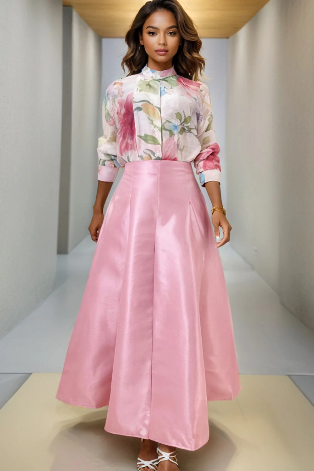 X7756 FLORAL BAND COLLAR TOP - Image 4