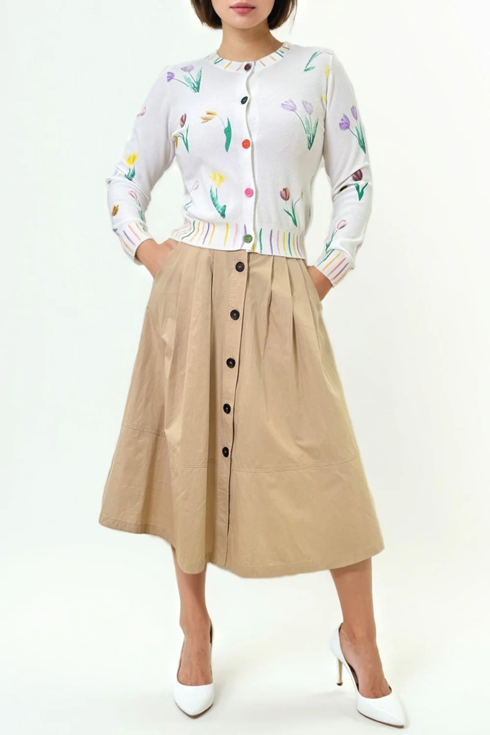 GF1103 BUTTON DOWN SKIRT - Image 4