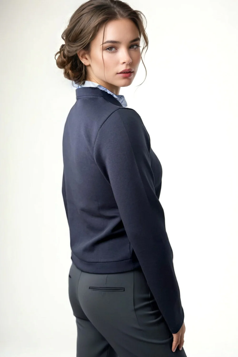 CH0088 RUFFLE NECK CARDIGAN SWEATER - Image 2