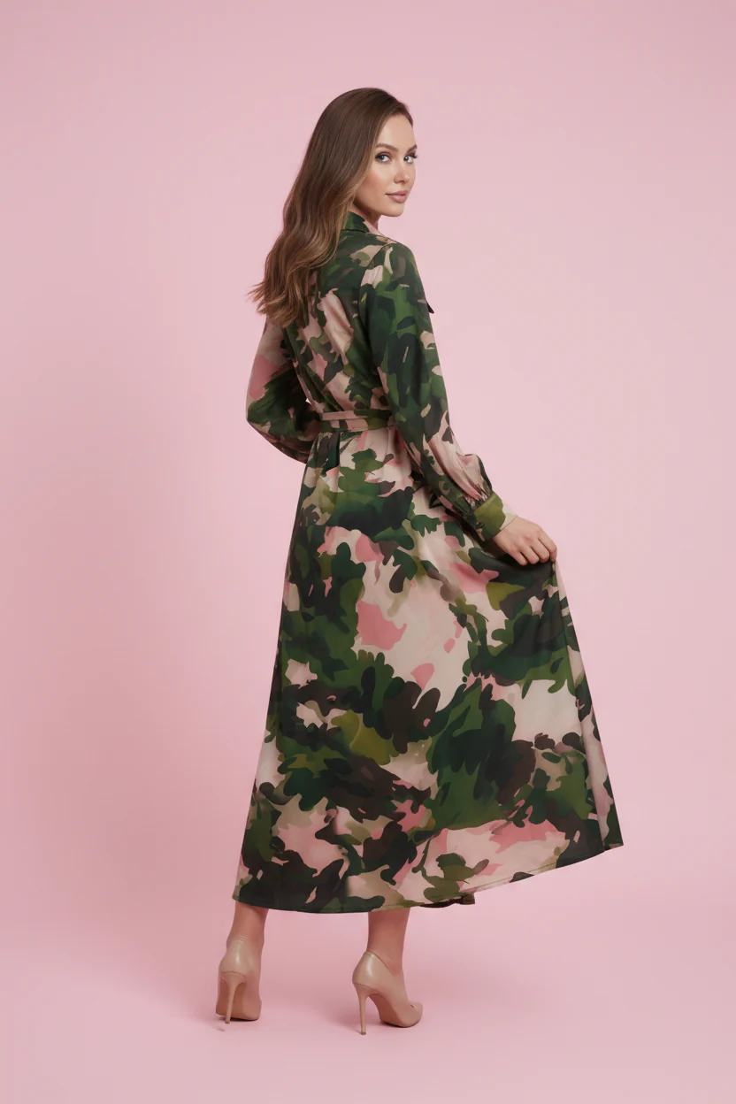 S3118 CAMO PRINT MAXI SHIRT DRESS (XXXL ONLY) - Image 2