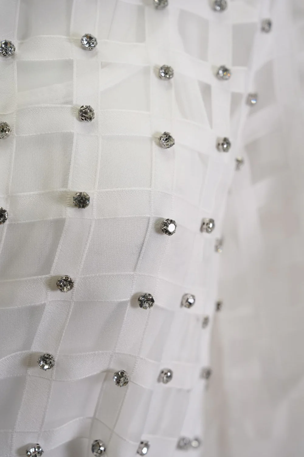 CH0222 STUDDED ORGANZA SHIRT DRESS (WHT, NAVY) - Image 5