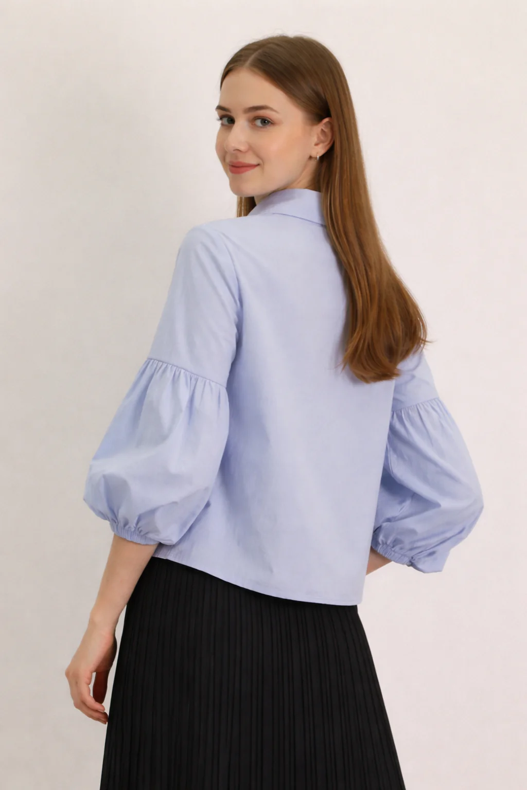 CH0229A POPLIN PUFF-SLEEVE TOP - Image 2
