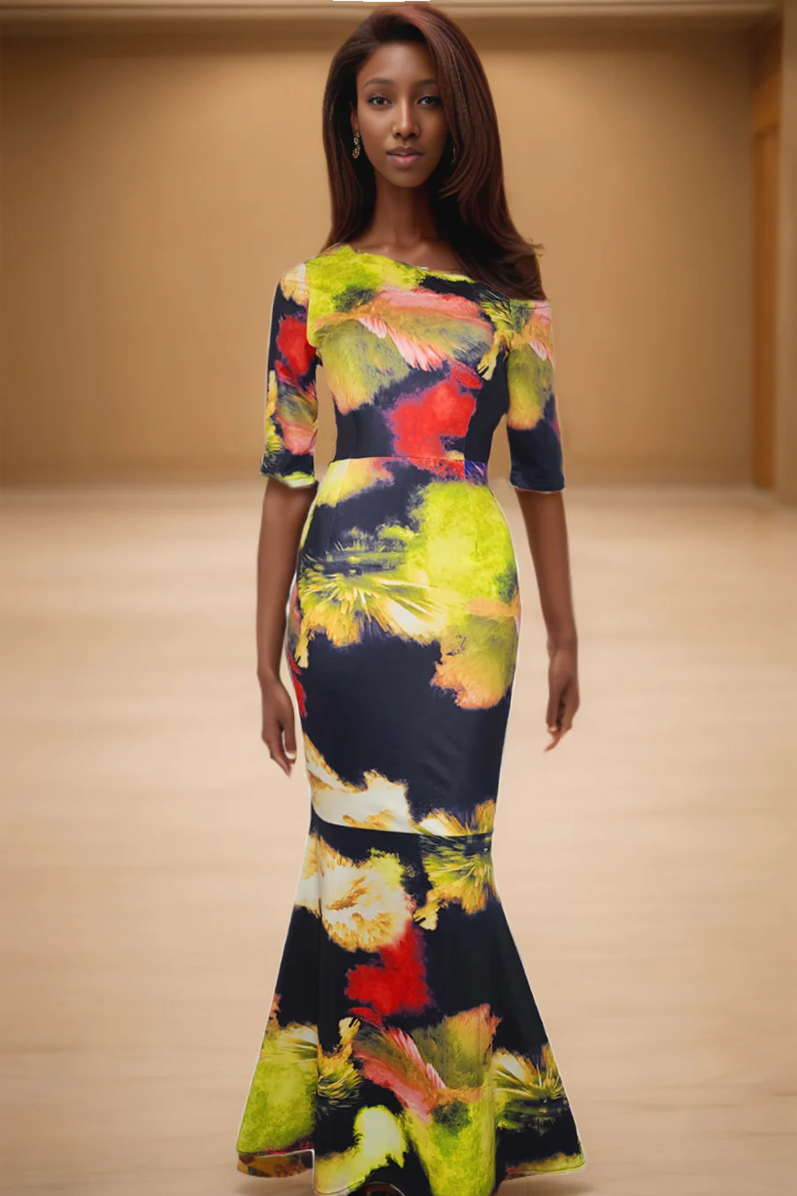 C11243 DRESS (BLUE, YELLOW) - Image 2