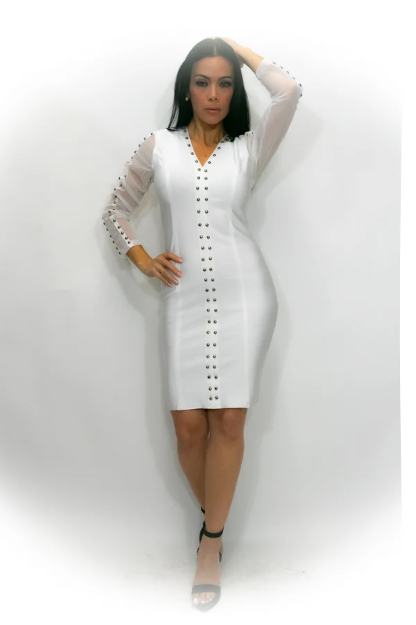 GY078 STRETCH DRESS (BLK, WHT) (XL, XXL) - Image 2