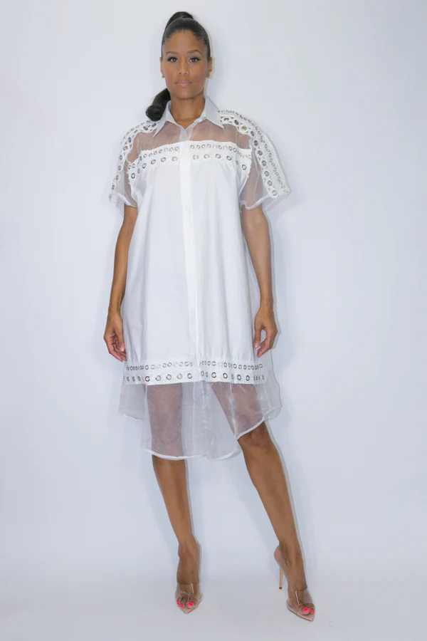 W1638 DRESS (PINK, BLK, WHT) - Image 3