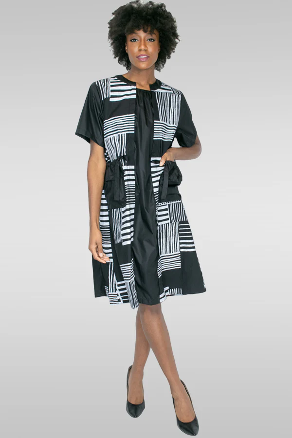 W8501 PRINT DRESS (YELLOW, BLK) (XXXL ONLY) - Image 4