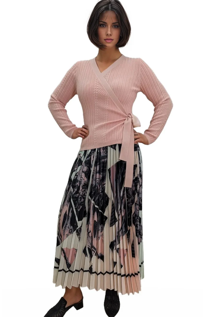 LS63035 SWEATER (PINK, NAVY) - Image 2