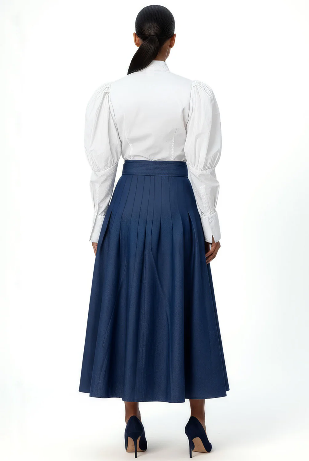 E8026 DENIM PIN TUCK MAXI SKIRT (XL, XXL) - Image 2