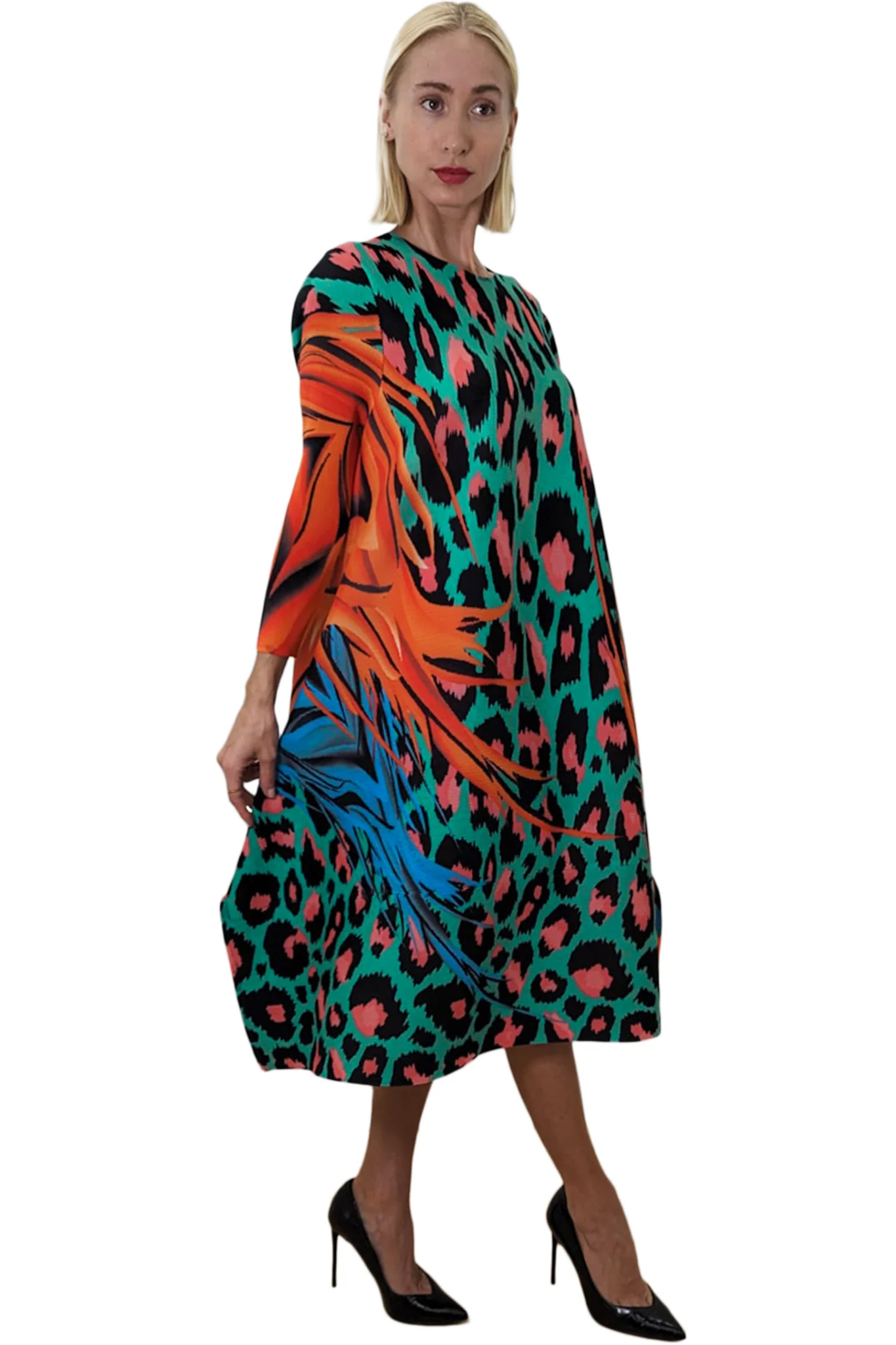 F1017D VIBRANT LEOPARD MIDI DRESS - Image 2
