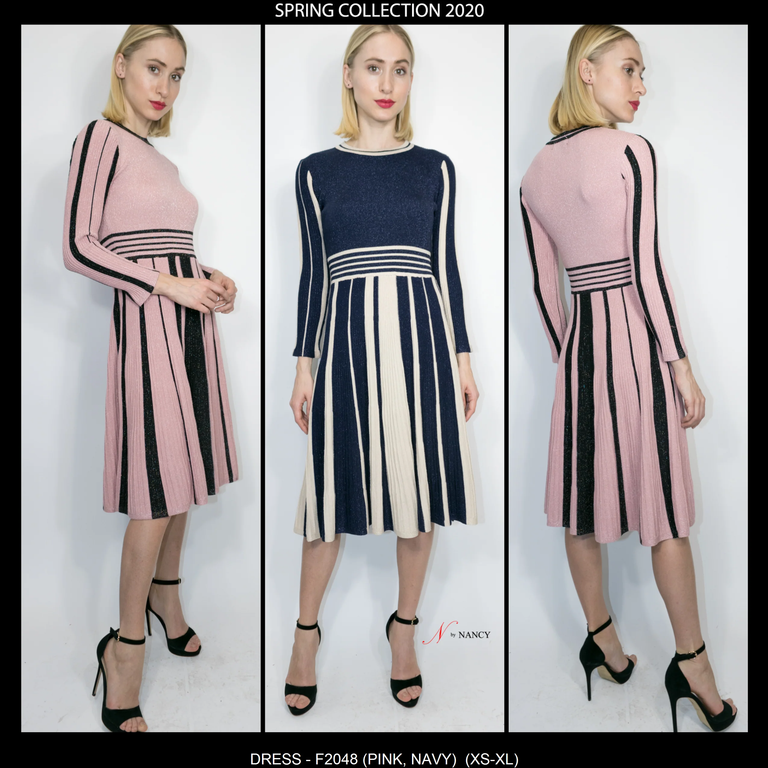 F2048 DRESS (PINK, NAVY) - Image 3