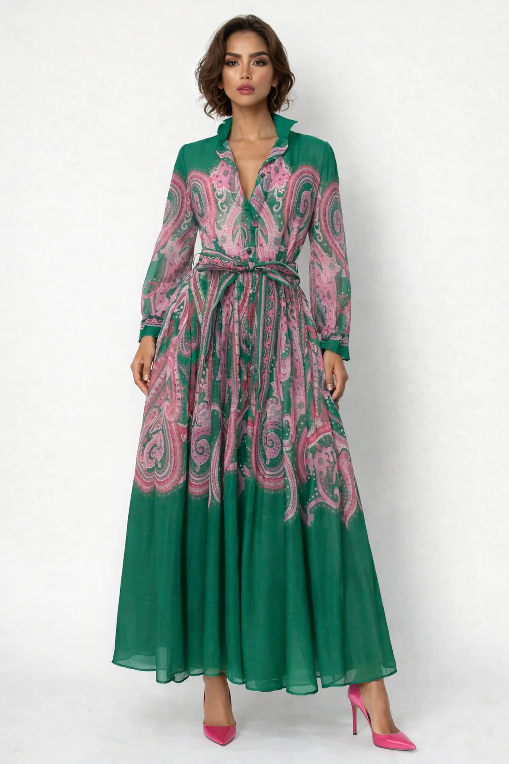 GF1587 PAISLEY PRINT MAXI DRESS