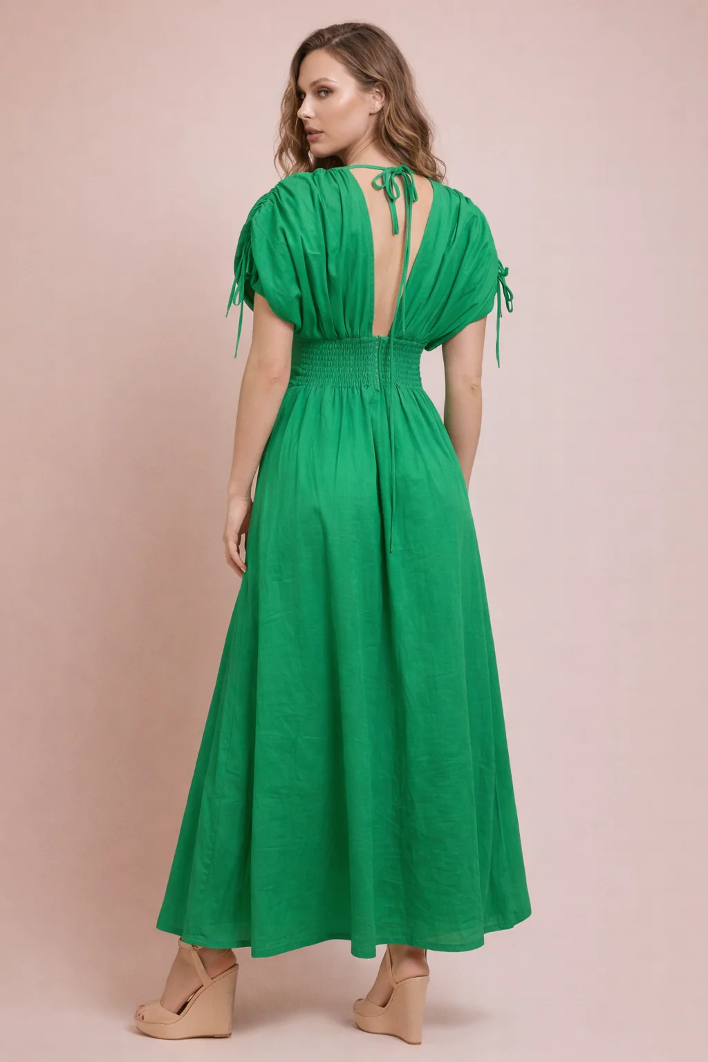 S30601 FLORAL APPLIQUÉ V-NECK MAXI DRESS - Image 2