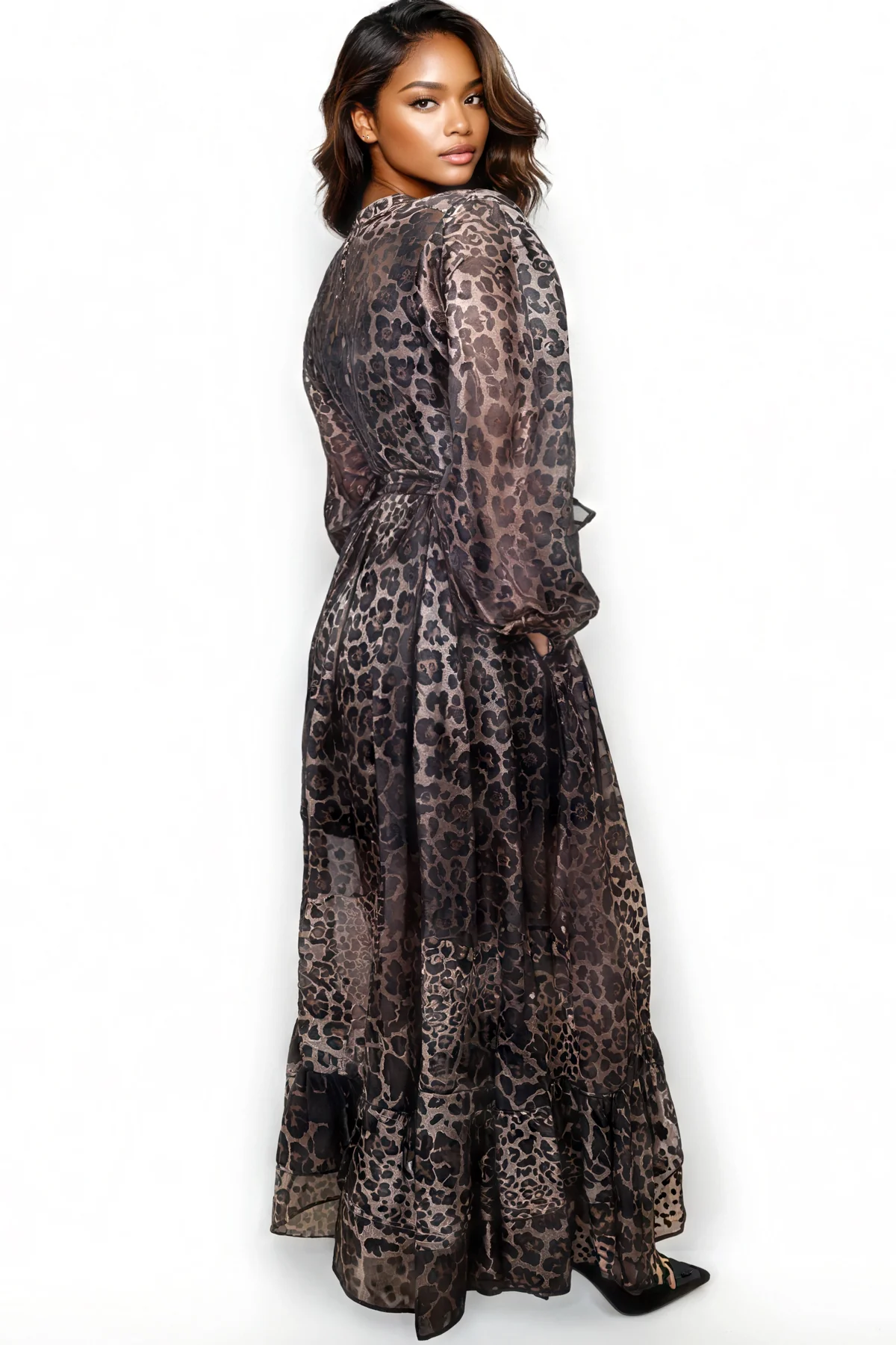 GF1181 LAYERED RUFFLE HEM DRESS - Image 2