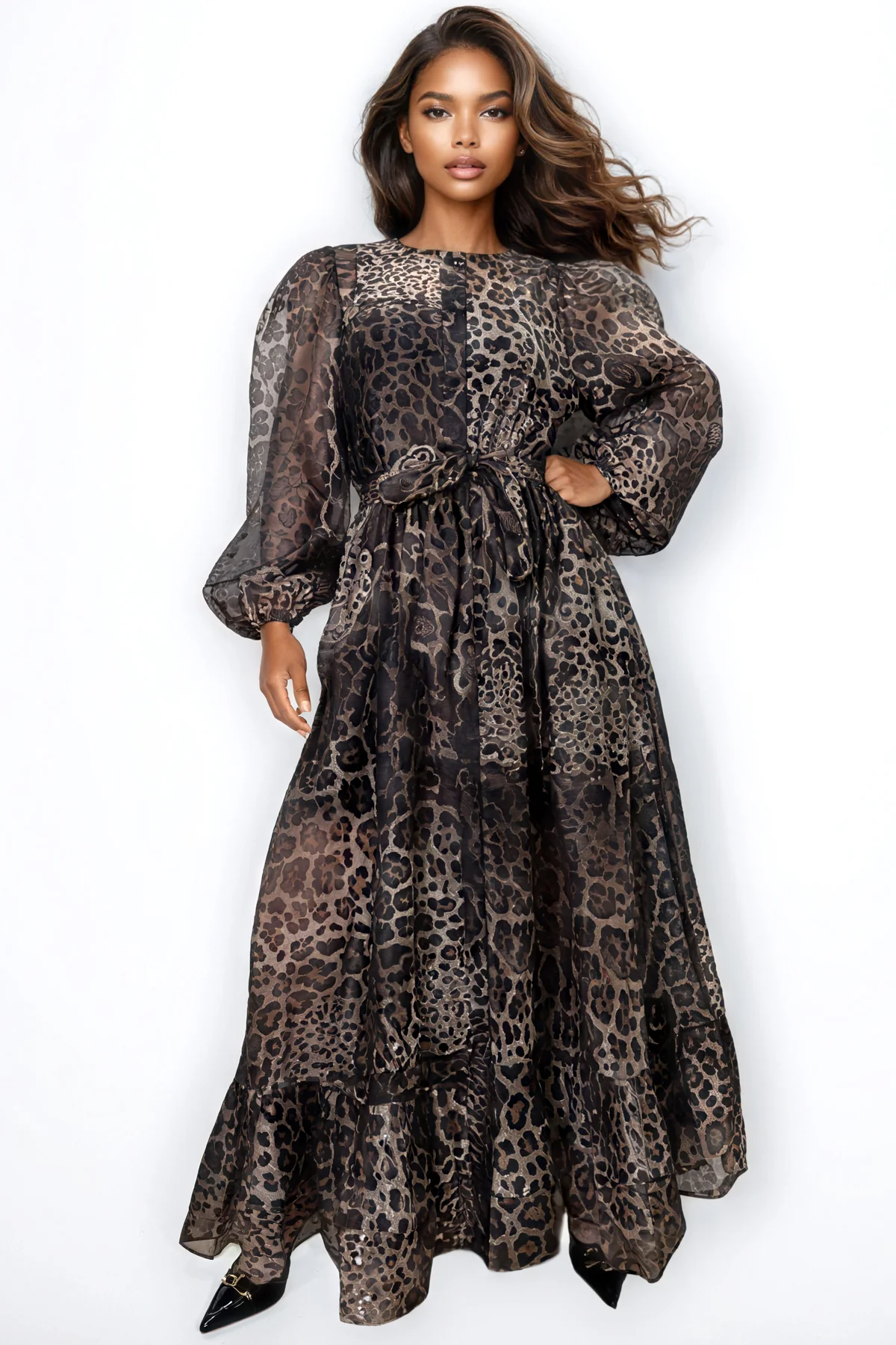 GF1181 LAYERED RUFFLE HEM DRESS - Image 3