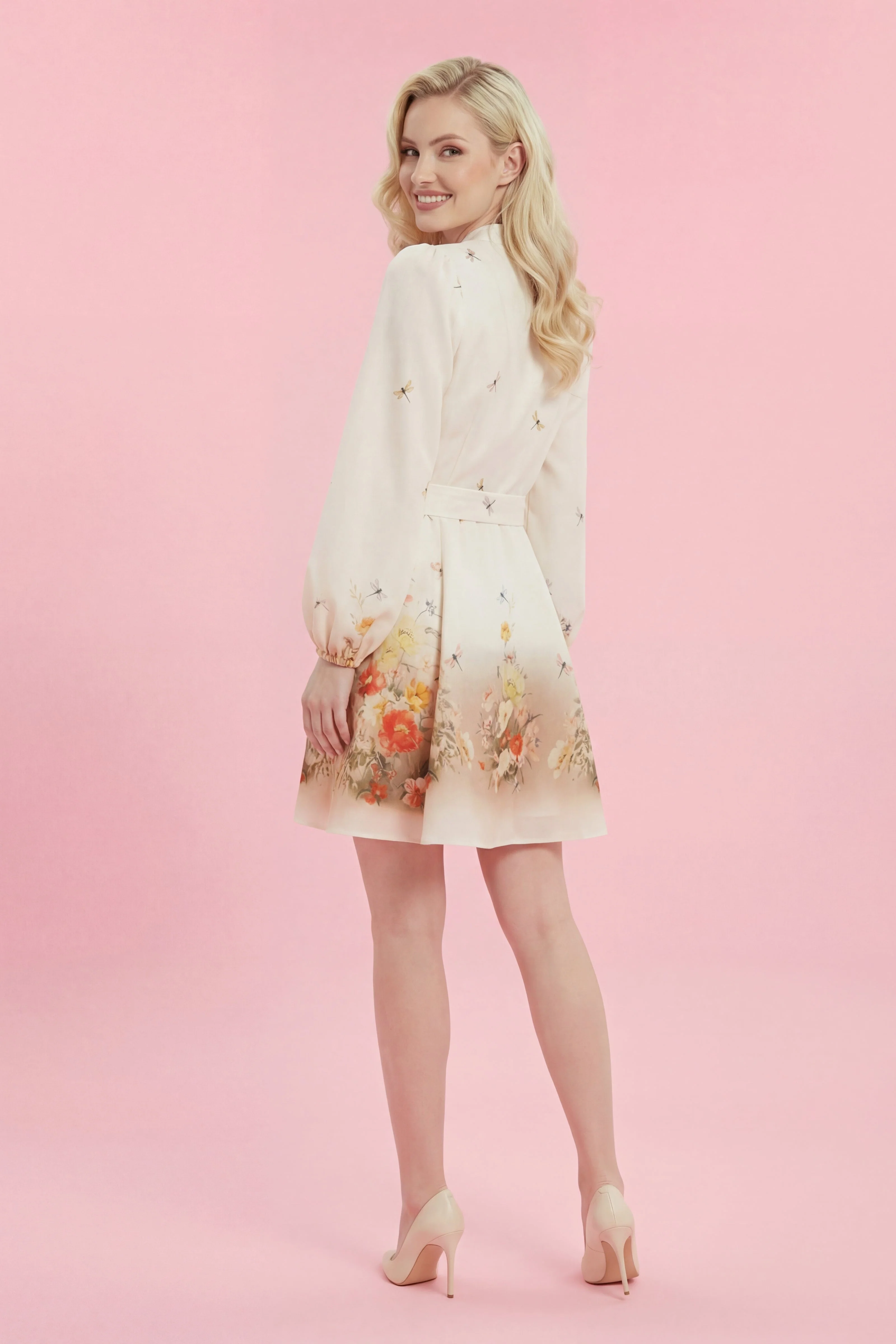 GF1317 FLORAL BUTTON-FRONT MINI DRESS - Image 2