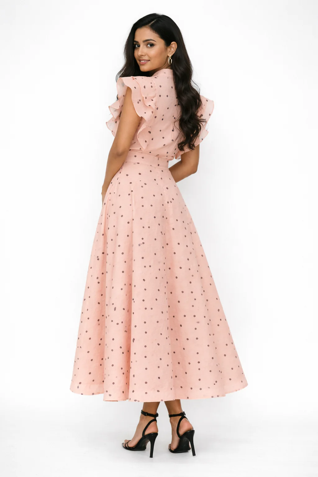 CH0224AB RUFFLED SHOULDER HEART PRINT SKIRT SET - Image 2