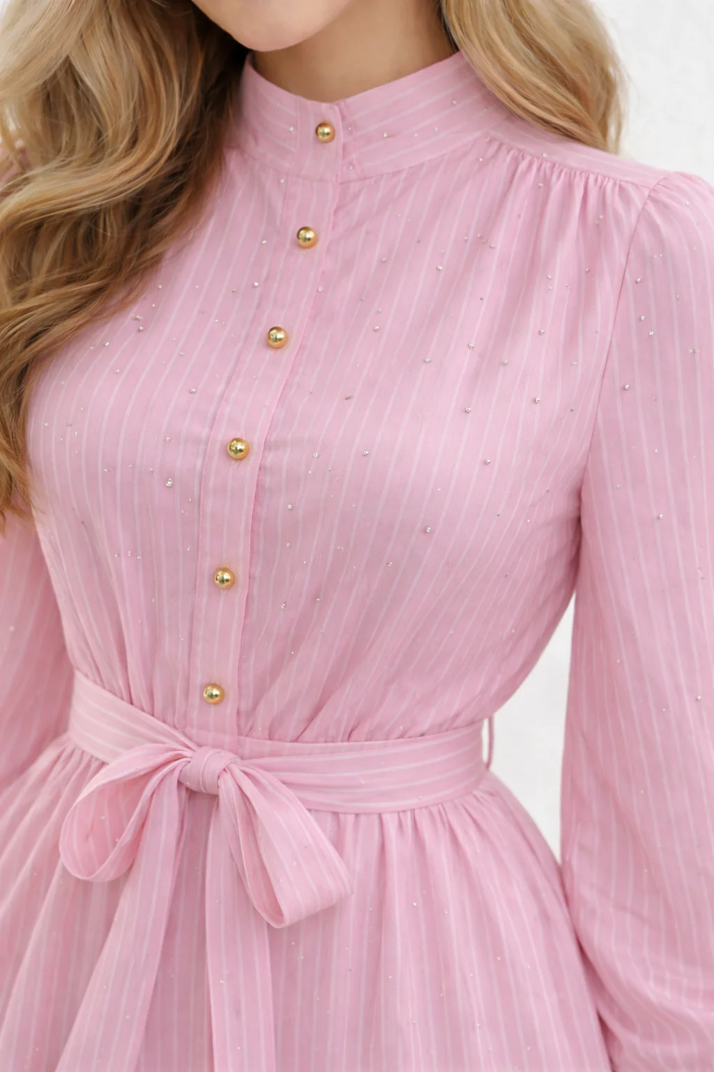 GF1480 STUDDED PIN STRIPED MINI DRESS - Image 3
