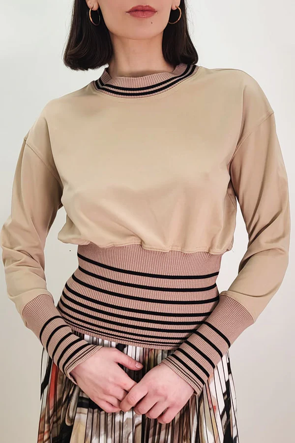 H2201A SWEATER (OLIVE, BEIGE) - Image 2