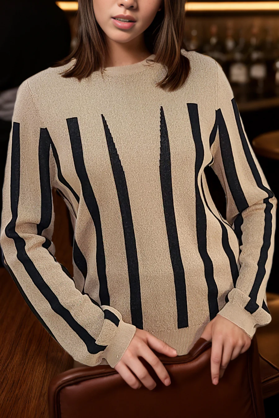 LS61026 SWEATER (BLK, BEIGE) - Image 2