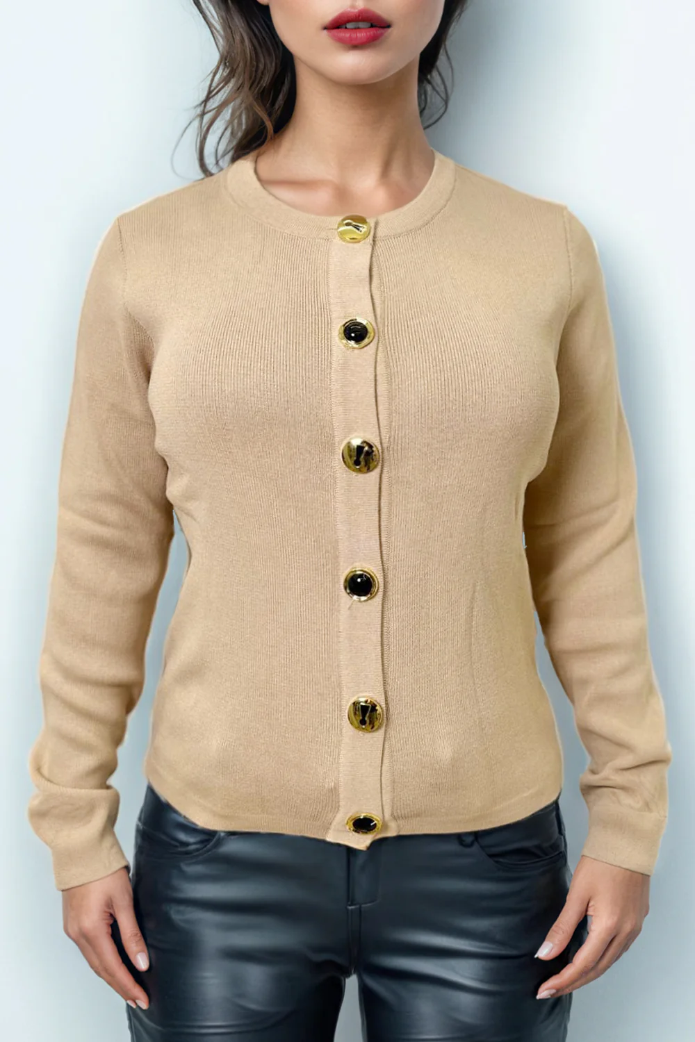 LS62040 SWEATER (WHT, CAMEL) - Image 2