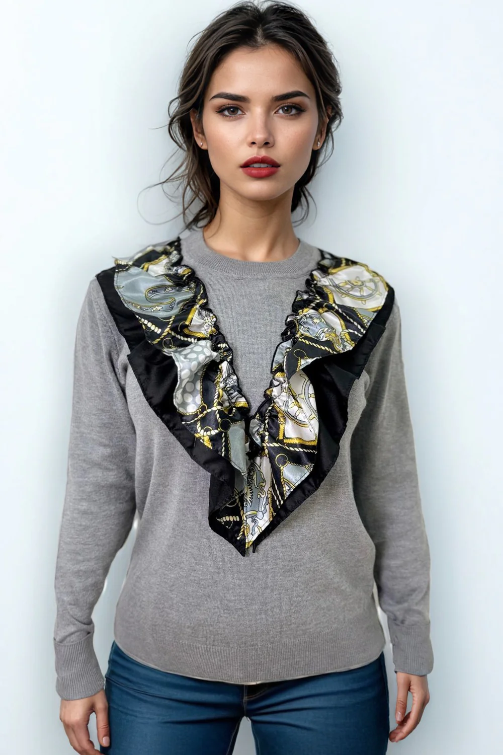SK1072 RUFFLE APPLIQUE SWEATER - Image 2