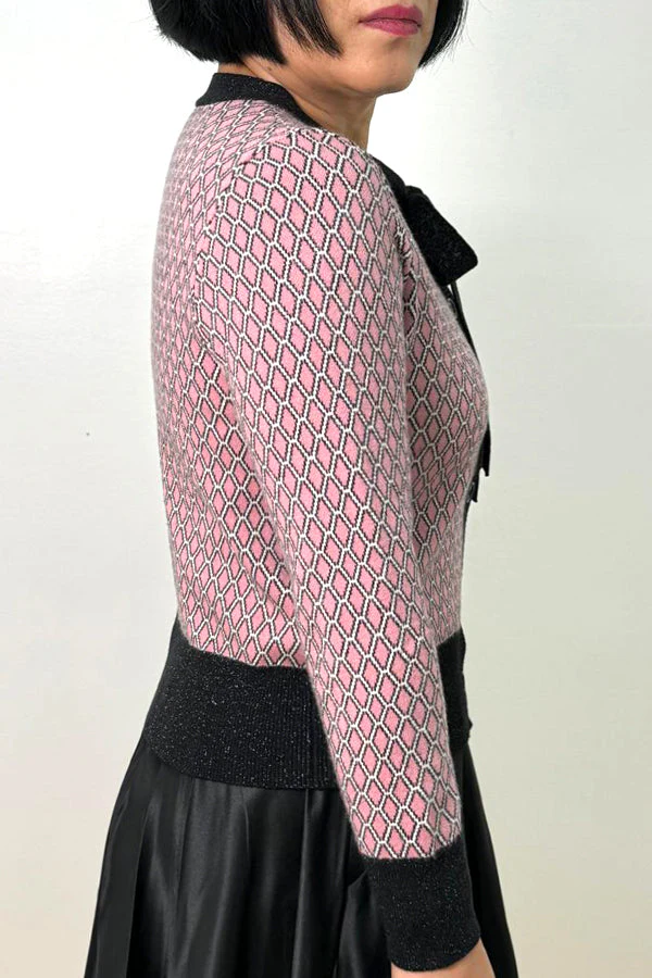 LS63080 LUREX TIE FRONT SWEATER (GRN, PINK) - Image 3