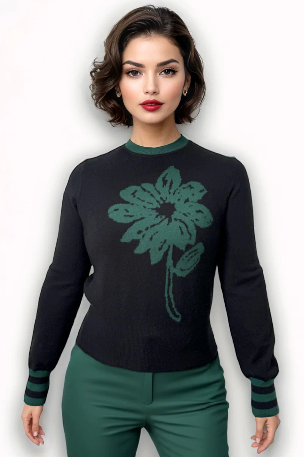 LS65041 FLOWER PRINT SWEATER