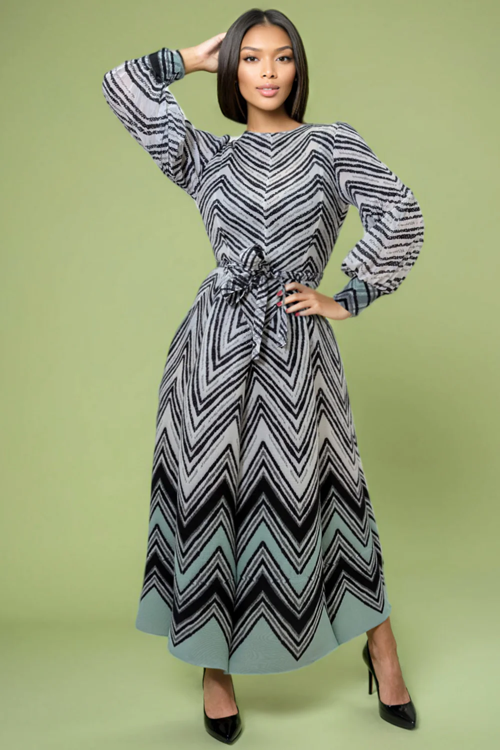 N2486 FLARED CRINKLE DRESS - Image 3