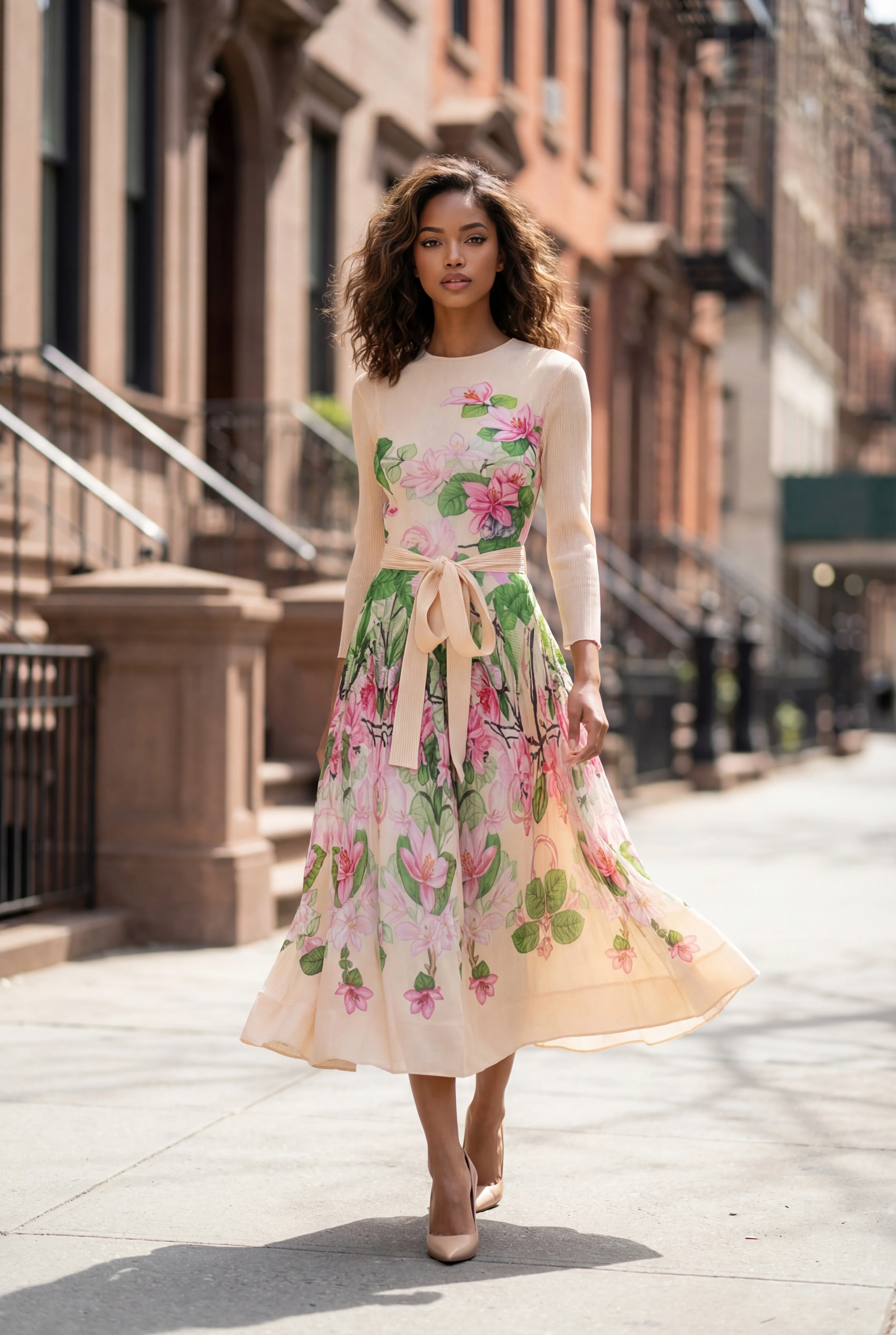N2569 CRINKLED FLORAL DRESS - Image 2