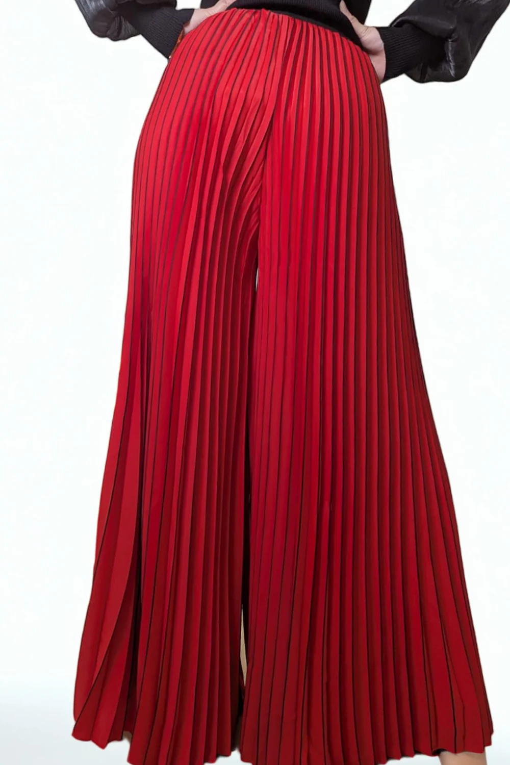 NY0013 PALAZZO PLEATED PANTS (GRN, RED, KHAKI) - Image 4