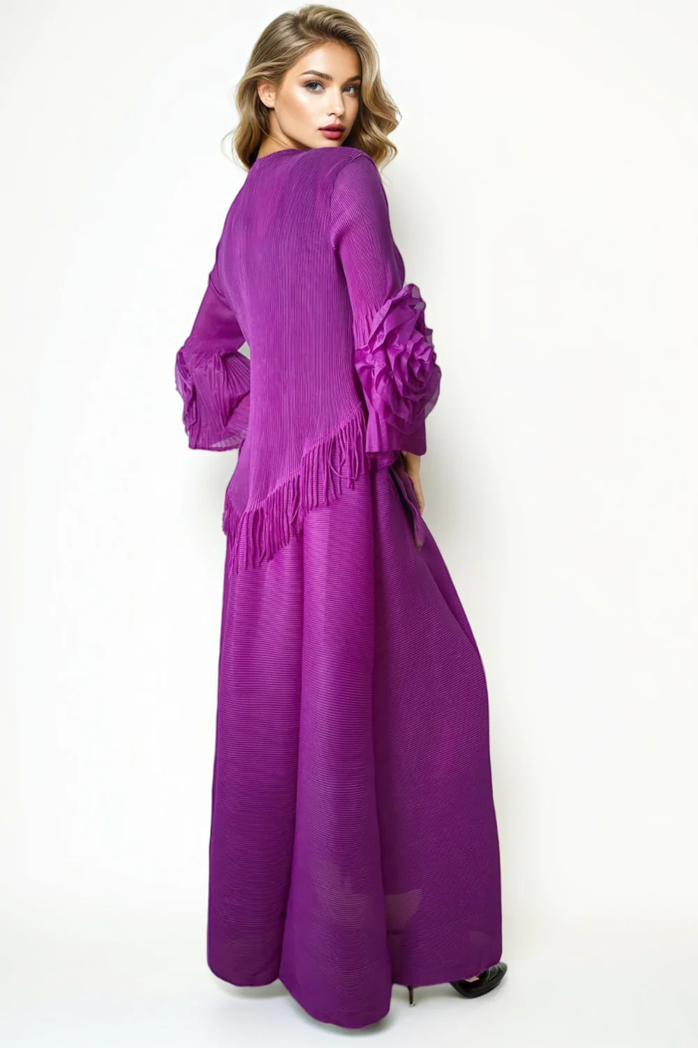 NY0020 CRINKLED FRINGE DRESS - Image 2